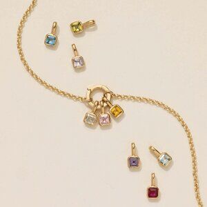 Create Your Own Necklace Colorful CZ Cube Pendant Dainty Gold Charm Minimalist